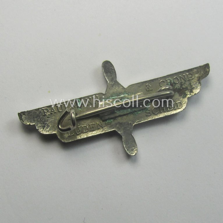 Nickle-chrome-based, HJ/DLV- (ie. 'HJ' o. 'Deutsches Luftsport Verband'-) related 'tinnie' (ie. 'Tagungs- o. Veranstaltungsabzeichen') showing a: 'Luftsportscharen'-sign, HJ-'Raute' and text: 'Wir Fliegen'