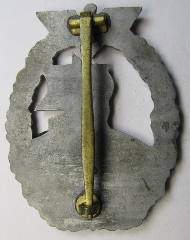 Superb, WH (Kriegsmarine) 'Hilfskreuzer-Kriegsabzeichen' (or: auxiliary-cruiser war-badge) being a typical, non-maker-marked- and/or: 'Feinzink'-based example as was produced by the: 'S&L'-company