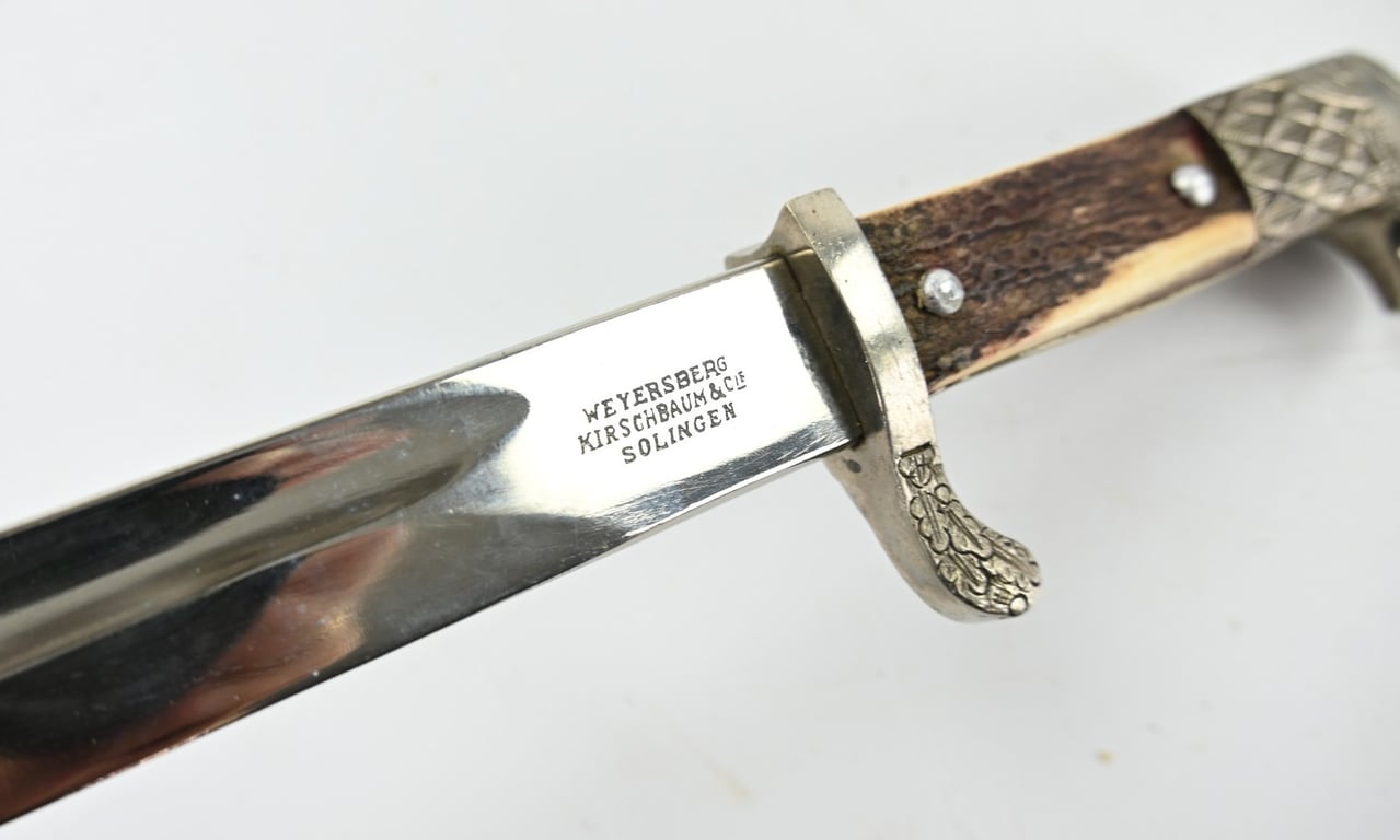 German Police Stag Handled Dress Bayonet with Frog