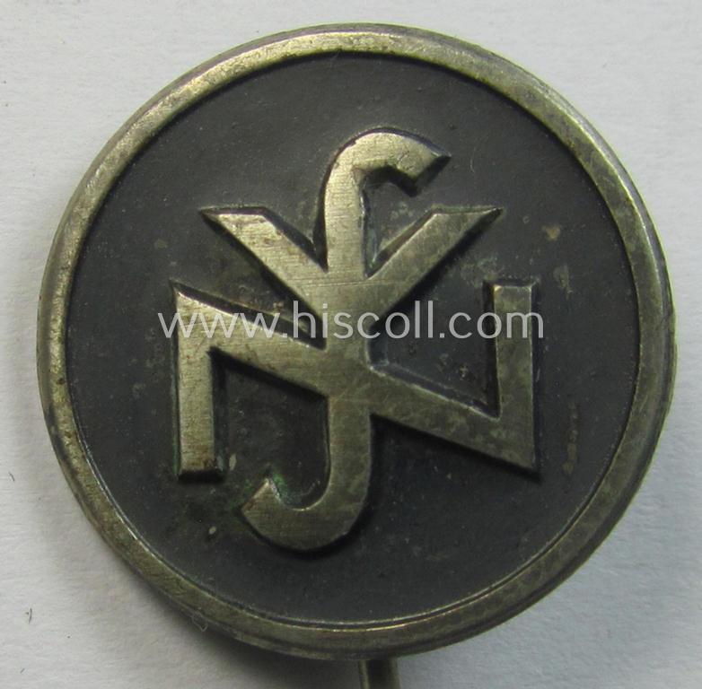 Attractive, so-called: N.S.V. (ie. 'Nationalsocialistische Volkswohlfahrt') membership-lapel-pin being an 'RzM - 35'-marked example as executed in silverish-black-toned 'Buntmetall'