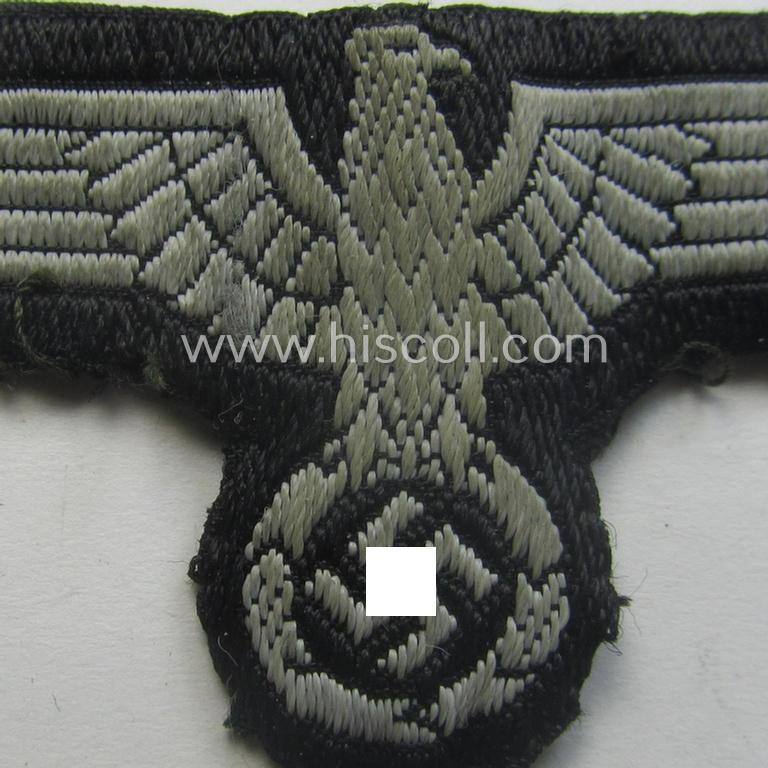 Truly worn, mid- (ie. later-) war-pattern 'Waffen-SS'-type so-called: 'BeVo'-pattern, EM- (ie. NCO-) type side-cap eagle that comes in a just moderatrey used- (ie. neatly confectioned and/or carefully cap-removed-), condition