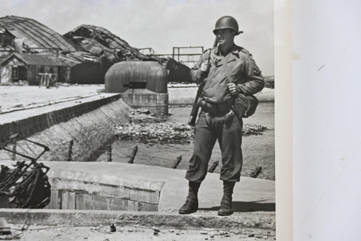 US WW2 Press Photo 'Bombed Cherbourg'