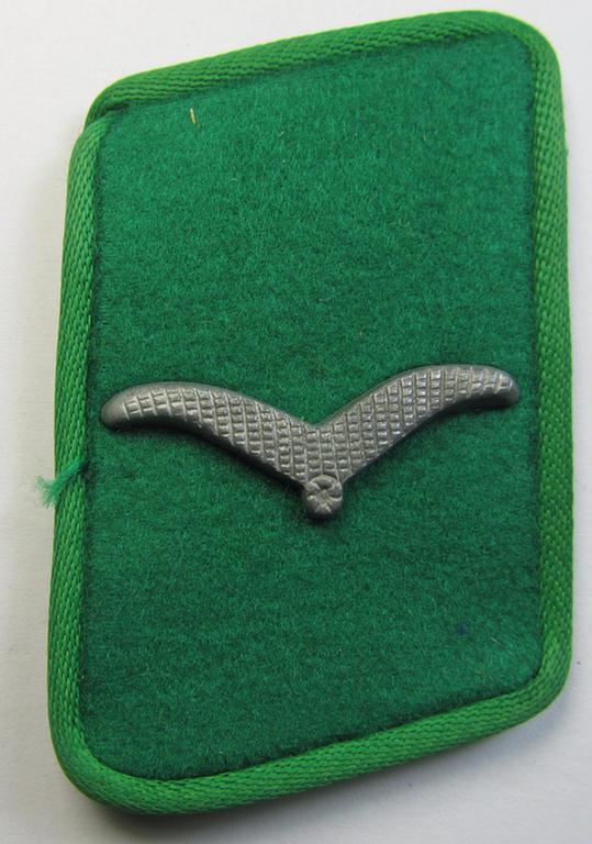Attractive - fully matching and with certainty rarely found! - bright-green-coloured- (and/or: bright-green piped!) pair of WH (Luftwaffe) collar-patches (ie. 'Kragenspiegel') as was intended for usage by a: 'Soldat der LW-Felddivisionen'