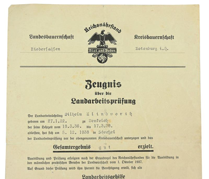 German 'Reichsnährstand (RNST)' Certificate set