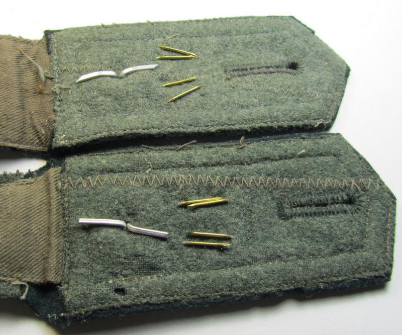 Neat - albeit non-matching - pair of WH (Heeres), early- (ie. pre-) war-period, 'M36'-pattern (pointed-styled!) and generic-pattern, 'cyphered' NCO-type shoulderstraps as was intended for a: 'Feldwebel des Infanterie-Regiments 33'