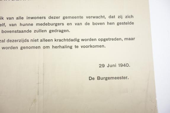 Dutch WW2 Poster Proclamatie