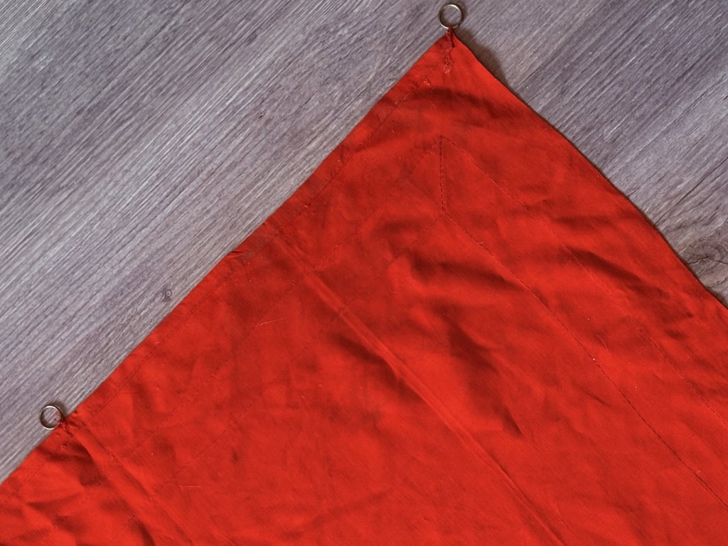 WWII GERMAN POLITICAL NSDAP THIRD REICH PODIUM FLAG DRAP WITH ORIGINAL RINGS AND TASSLES ADDITIONAL
