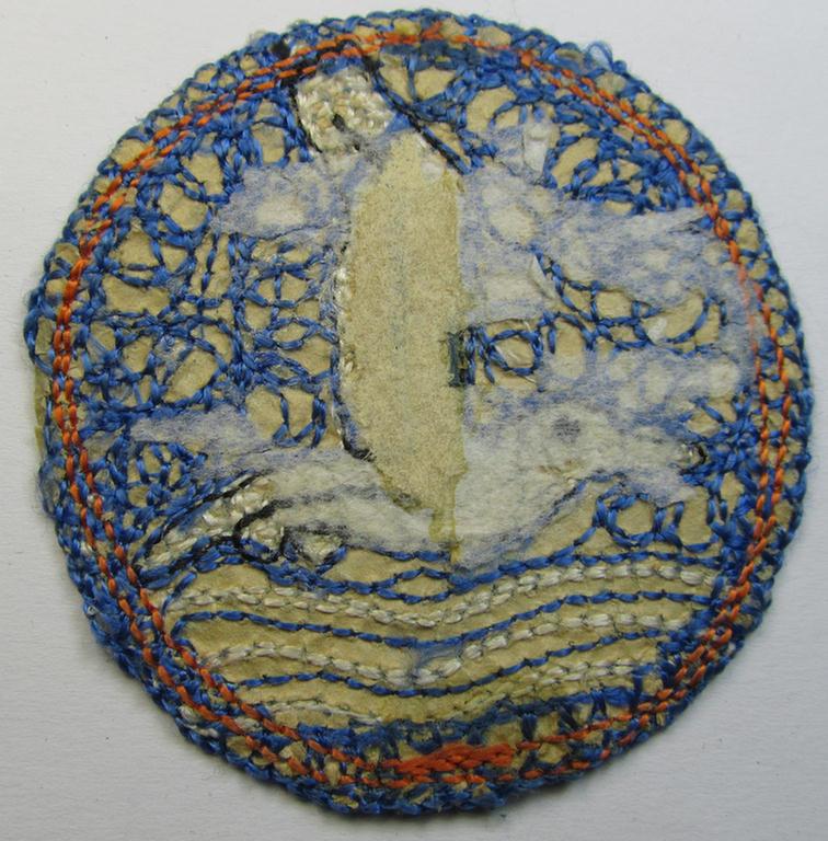 Attractive - and Dutch-produced! - example of a neatly machine-woven, NJS- (or: 'Nationale Jeugdstorm'-) related 'Jongens'-patch as was intended for usage on the various shirts and/or tunics