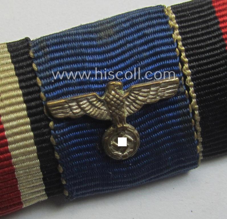 4-pieced, WWII-period ribbon-bar (ie. 'Feld- o. Bandspange') showing various WWII-period awards (amongst which a: Czech 'Anschluss'- and an: 'Olympiade 1936'-commemorative medal)