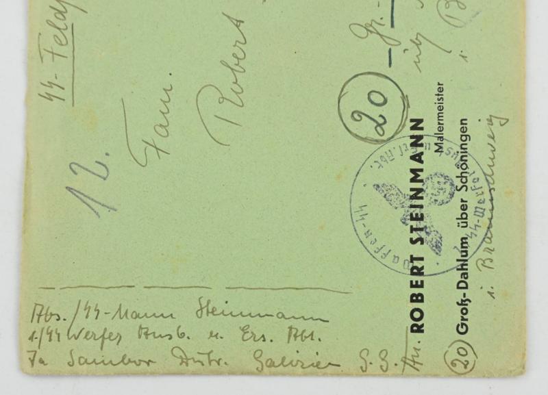 German Waffen-SS Feldpost Letter with Envelop