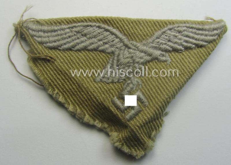Moderately used and/or carefully cap-removed, WH (Luftwaffe) 'tropical-issued' cap-eagle and cocarde-set as was specifically intended for usage onto the tropical-styled LW side-caps (ie. 'Schiffchen')