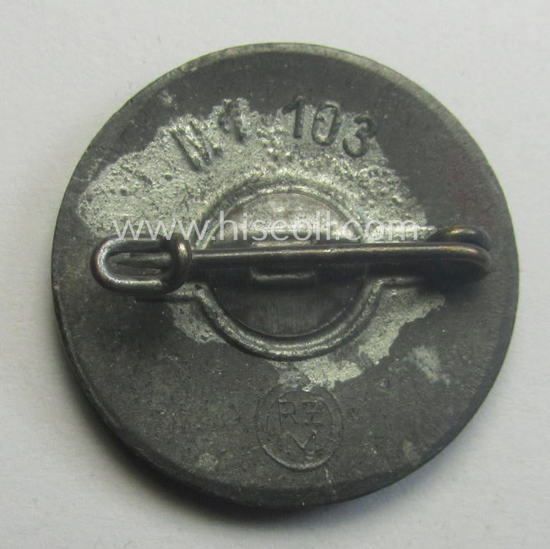 'Painted- (ie. sprayed'-) pattern 'N.S.D.A.P. - Parteiabzeichen' showing the (rarely seen!) makers'-designation: 'RzM' and/or: 'M1/103' (= 'Carl Poellath - Schrobenhausen')