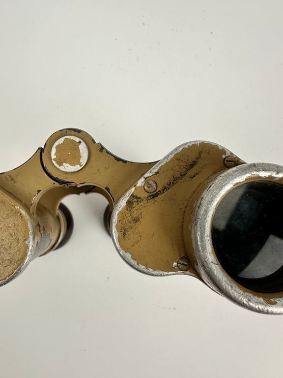 Late War Tan Painted Wehrmacht Binoculars 'Dienstglas' 6 x 30 (Doppelfernrohr) "CAG"