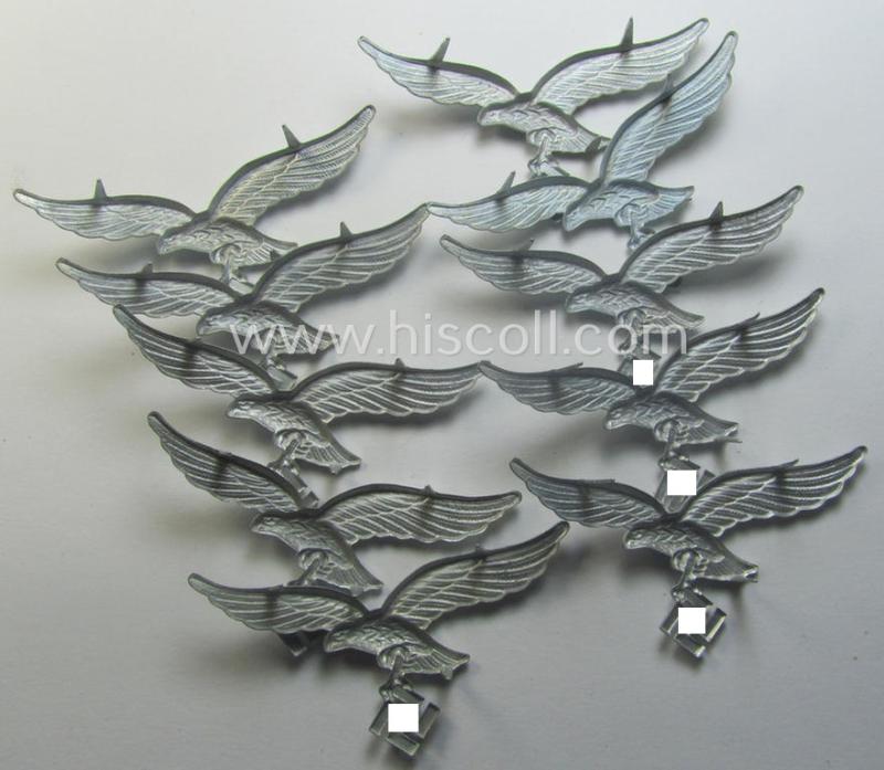 'Virtually mint- ie. unissued', WH (Luftwaffe) EM/NCO-pattern visor- (ie. 'Schirmmützen'-) cap-eagle (being an unmarked example as executed in zinc- ie. 'Feinzink'-based metal)