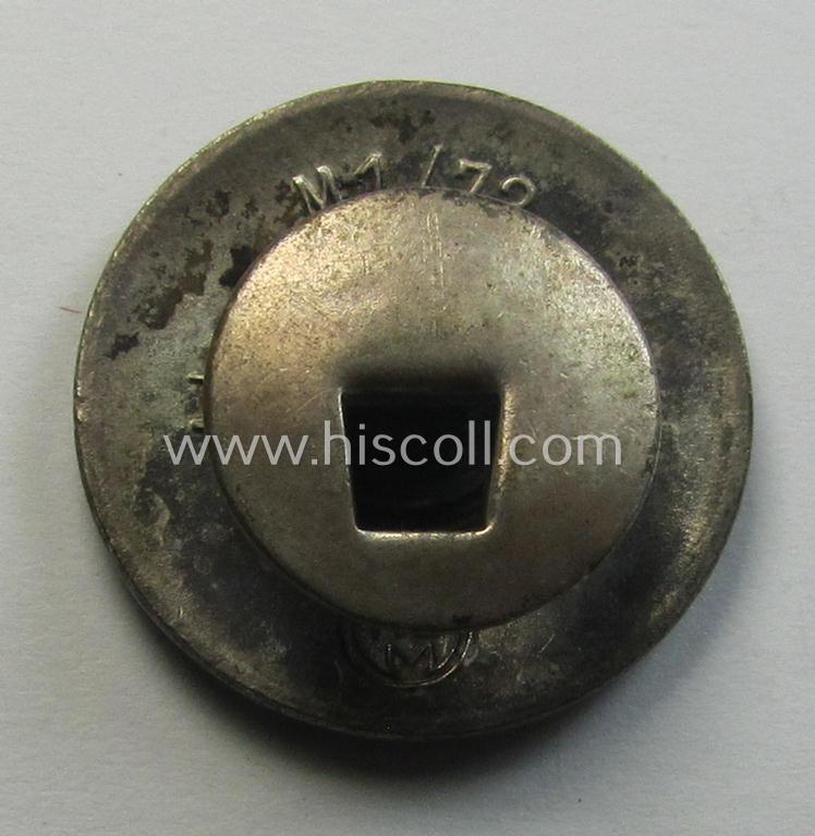 Neatly enamelled- (and bright-red-coloured!) 'N.S.D.A.P.'-membership-pin- ie. party-badge (or: 'Parteiabzeichen') which is nicely maker-marked on the back with the makers'-designation: 'RzM' and/or: 'M1/72'