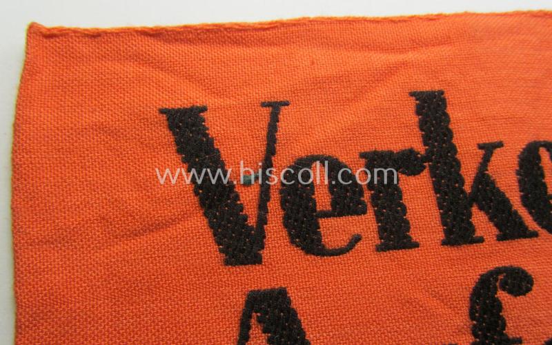 Attractive - and rarely seen! - example of a WH (Heeres) related armband (ie. 'Armbinde') entitled: 'Verkehrs-Aufsicht' (being of the 'entirely-woven'-type in a technique similar to the 'BeVo'-weave pattern)