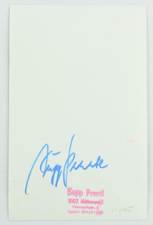 Signature of Luftwaffe KC-OLC Recipient 'Josef Prentl'