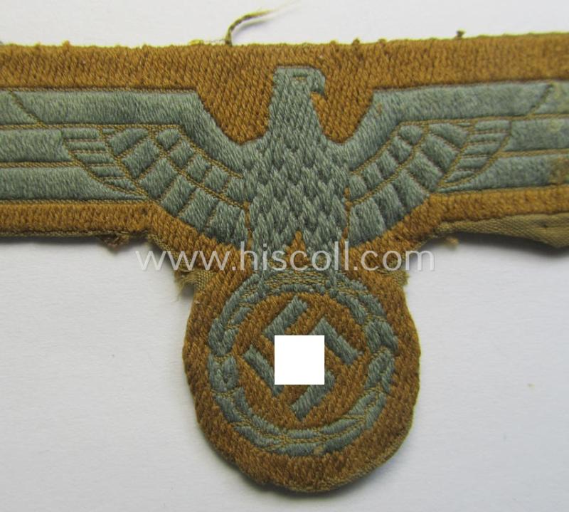 Attractive, WH (Heeres) 'tropical-issue' (ie. DAK or: 'Deutsches Afrika Korps'-related-) breasteagle as executed in neat so-called: 'BeVo'-weave style that comes in a clearly used- (ie. trimmed- and/or pre-confectioned-), condition