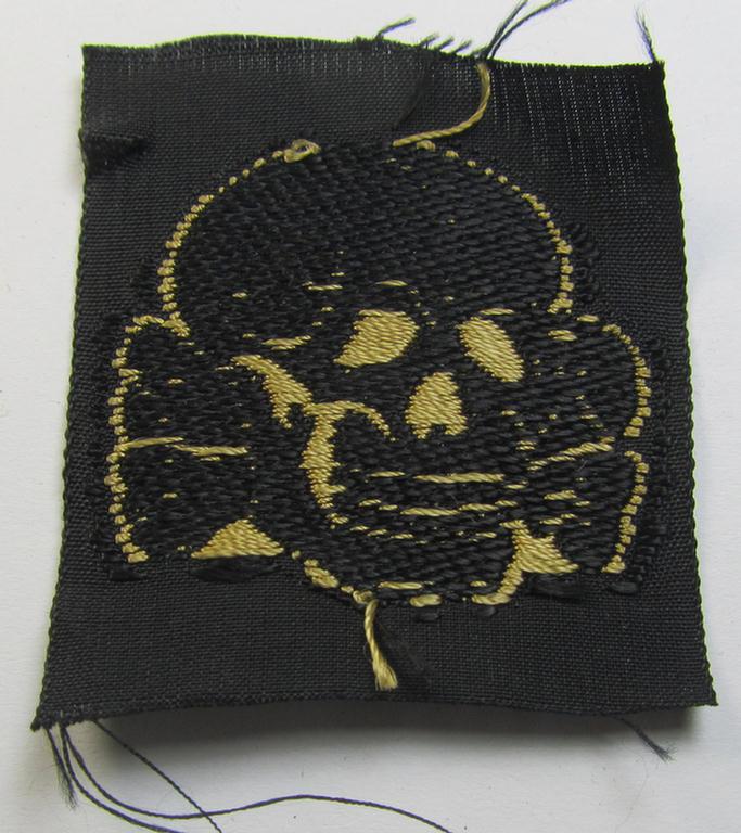 Attractive - and 'virtually mint- ie. unissued'! - example of a Waffen-SS cap-skull (being of the larger-sized model as was executed in neat 'BeVo'-weave pattern and being of the 'tropical'-version- ie. being a golden-yellow-coloured example)