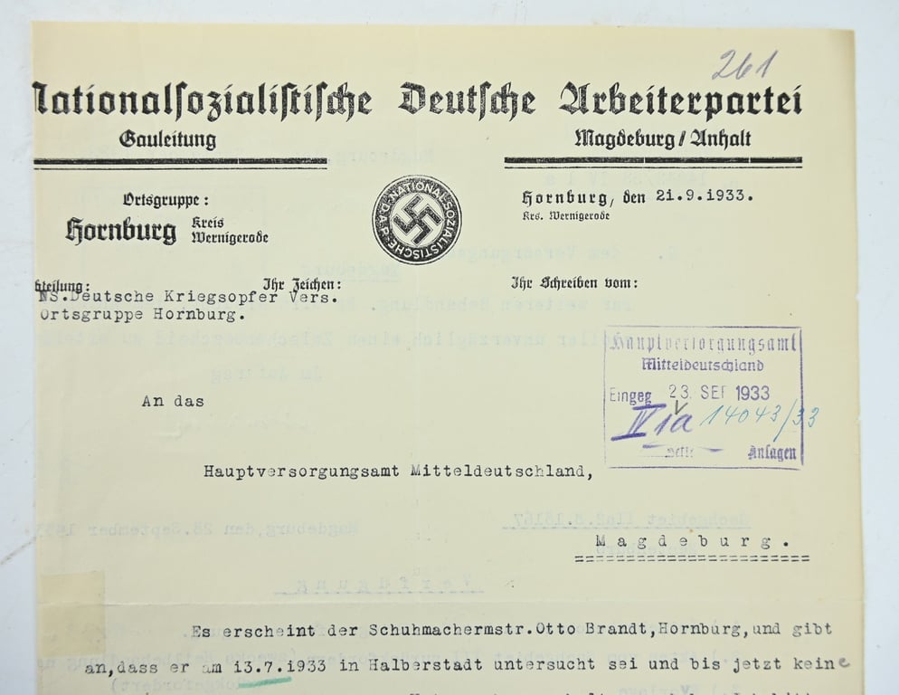 German NSDAP Letter NSKOV