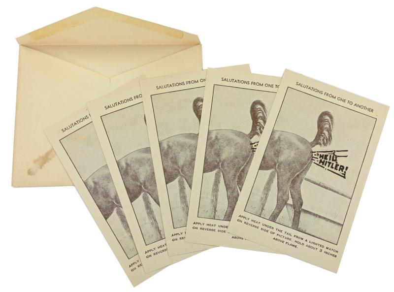 US WW2 Ant-Hitler Propaganda Envelop and Cards