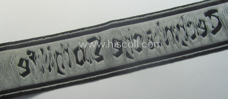 Minimally used and/or carefully tunic-removed, TeNo-cuff-title (ie. 'Ärmelstreifen') entitled: 'Technische Nothilfe' (= 'TeNo') being a full length example as was woven in the neat 'BeVo'-weave pattern