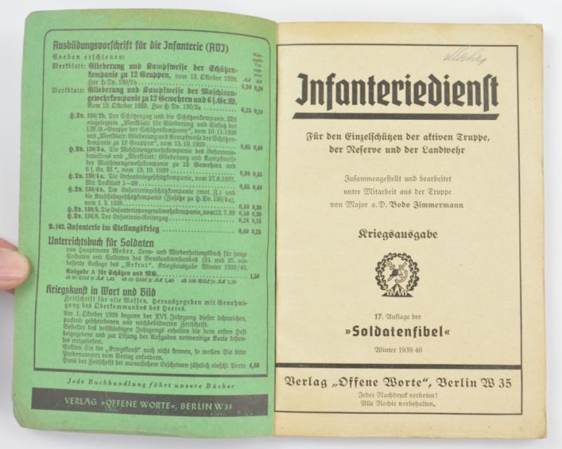 German WH Book 'Soldatenfibel Infantriedienst'