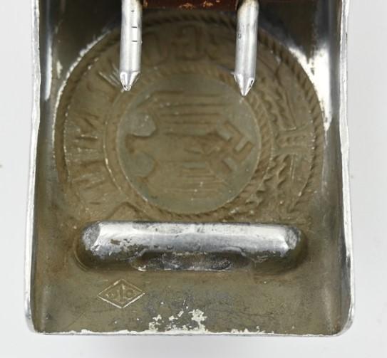 German WH Combat Beltbuckle with Leather Tab 1937 'Overhoff & Cie'
