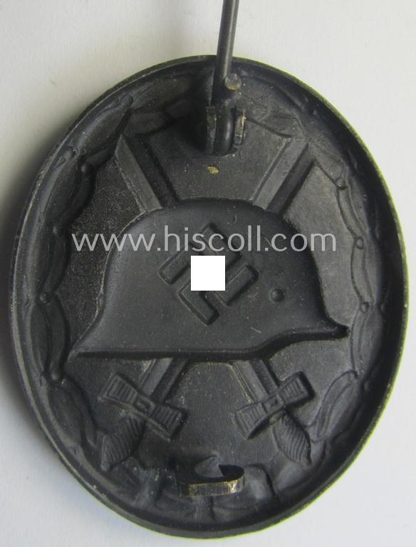 Minimally used- and/or worn black-class wound-badge (or: 'Verwundeten-Abzeichen in Schwarz') being a typical non-magnetic and/or non-maker-marked example