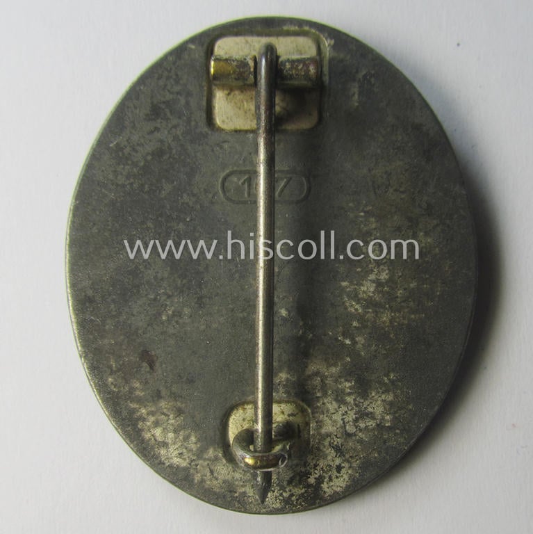 Silver-class woundbadge (or: 'Verwundeten Abzeichen in Silber') being a nicely maker- (ie. '107'-) marked example (as was produced by the desirable 'Hersteller' ie. maker: 'Carl Wild')