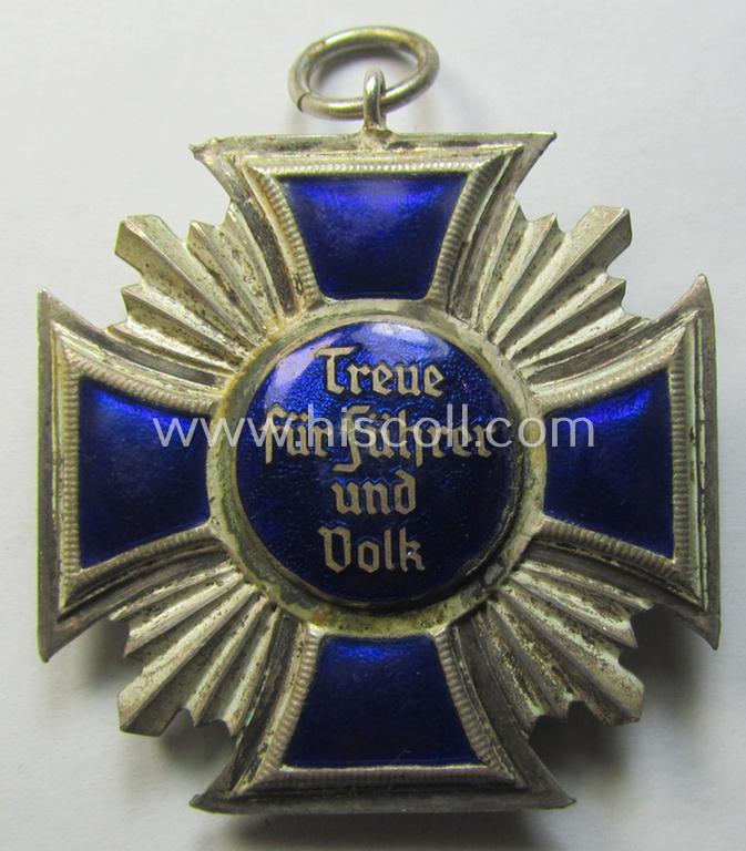 Superb, 'N.S.D.A.P. Dienstauszeichnung in Silber' (ie. '2. Stufe für 15 Jahre t. D.') being a non-maker-marked- (and 'regular-weight') example that comes together with its period (regular-sized) ribbon as issued- and/or worn