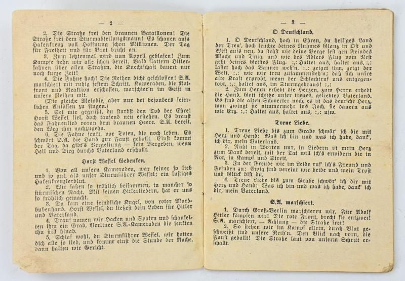 German SA Songbook 'Deutsche Freiheit und Vaterlands Lieder'