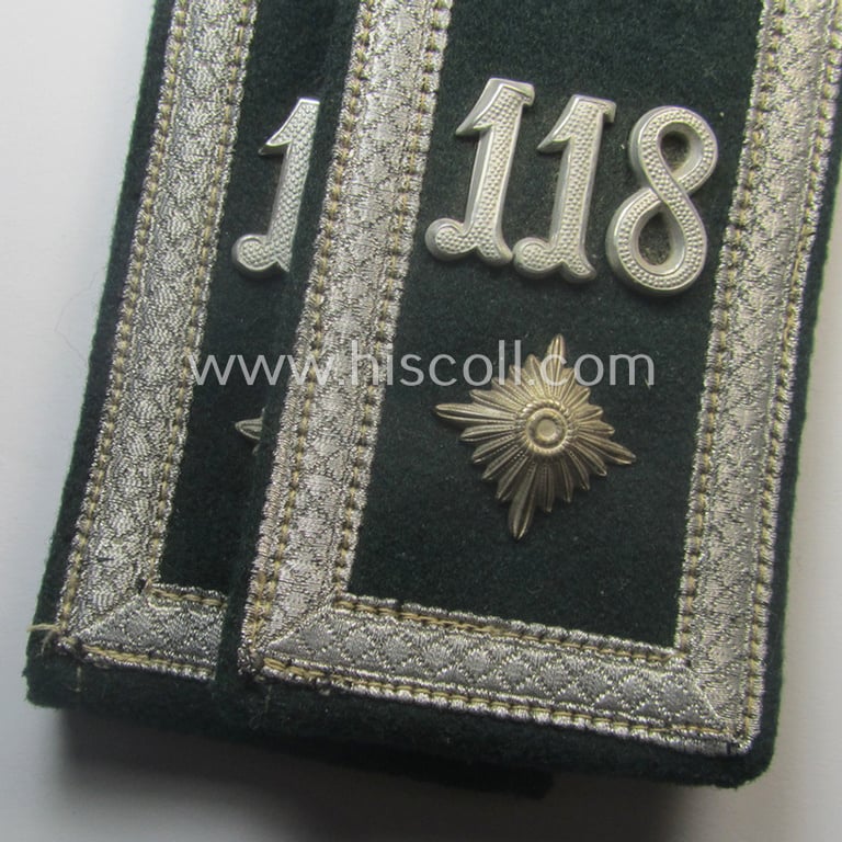 Pair of WH (Heeres), 'cyphered' so-called: 'M36'-pattern and/or pointed-styled (ie. generic-styled!) NCO-type shoulderstraps: 'Feldwebel des Infanterie-Rgts. 118'