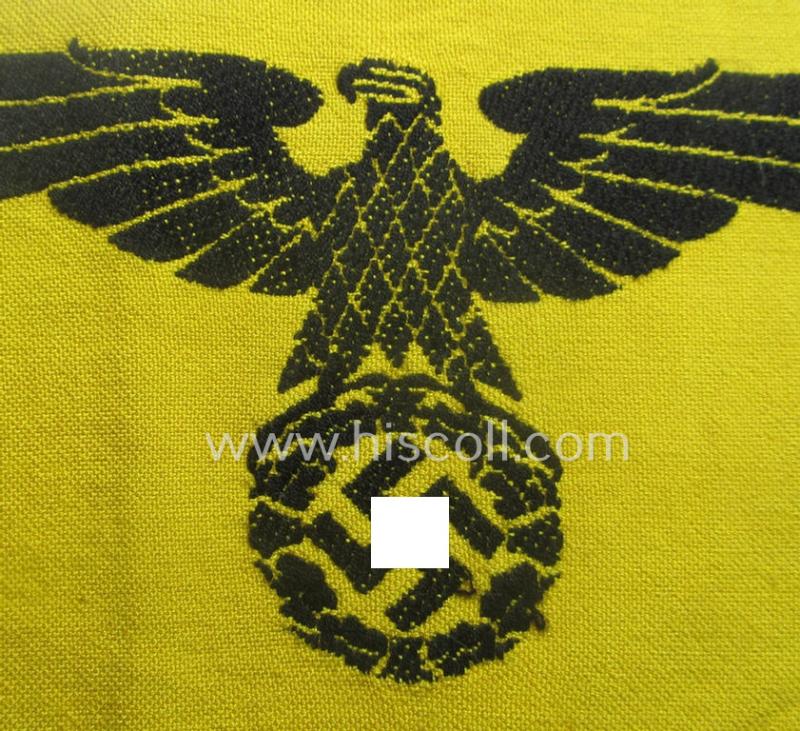 Linnen-based- and/or 'machine-woven', golden-yellow-coloured armband (ie. 'Armbinde') showing a woven eagle-device as specifically intended for (civilian) staff-members (ie. 'Zivilangestellten') of the armed forces ie. 'Deutsche Wehrmacht'