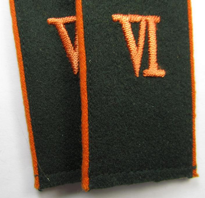 Fully matching pair of IMO pre-war-period- (ie. 'M36 type'-and rounded styled-) 'cyphered', WH (Heeres) EM-type shoulderstraps, as was intended for usage by a: 'Soldat des des Wehr-Ersatzdienstelle im Wehrkreises VI'