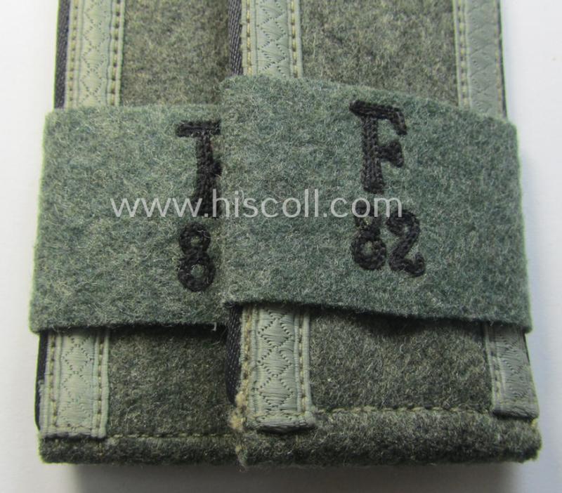 Pair of early- (ie. mid-war-) period WH (Heeres), 'M40'- (ie. 'M43-) pattern 'cyphered' NCO-type shoulderstraps (with 'Überschuben'!): 'Uffz. u. Mitglied des Festungsbau-Batallions 82'
