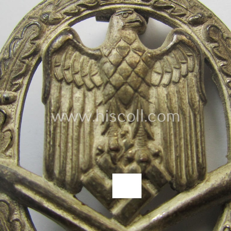 'Allgemeines Sturmabzeichen' being a non-maker-marked, so-called: 'copper-coated' and/or 'Buntmetall'-based so-called: 'flat-back'-pattern by a (still) unidentified maker