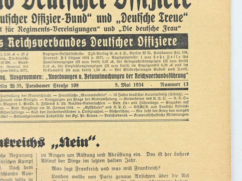 German Newspaper 'Reichsverband Deutsche Offiziere'