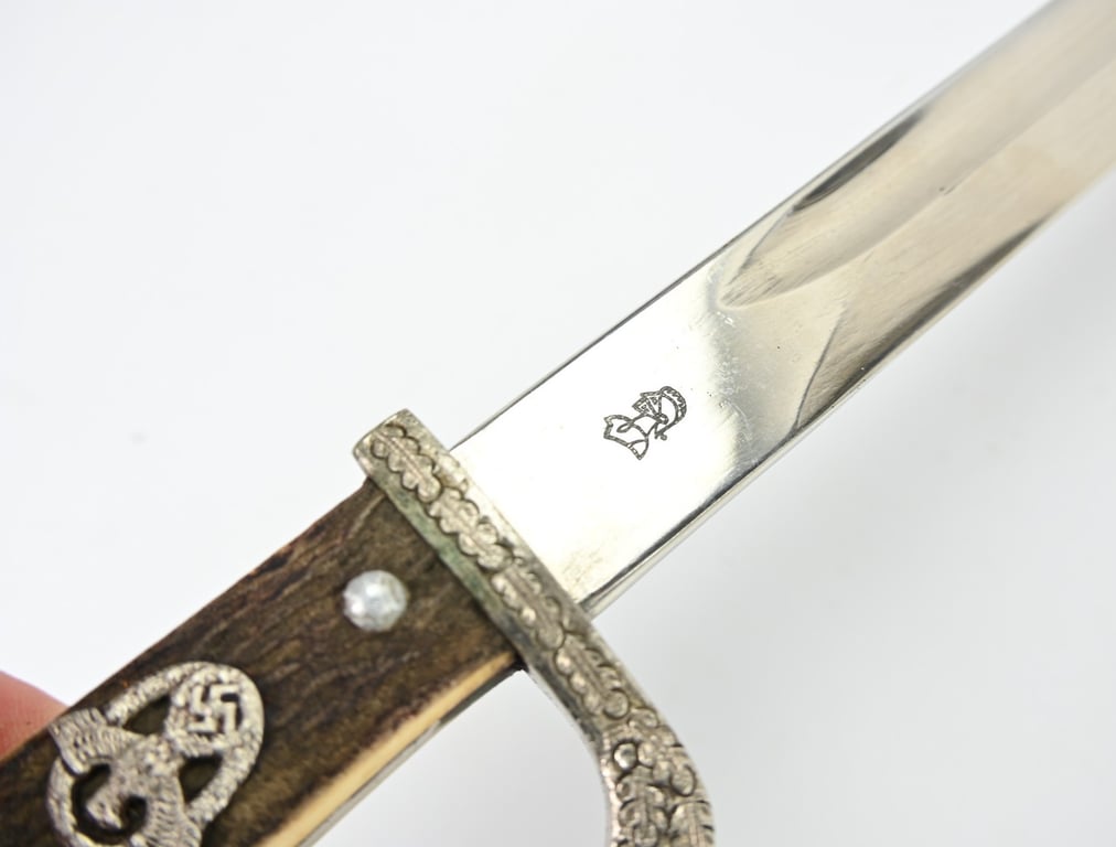 German Police Stag Handled Dress Bayonet with Frog