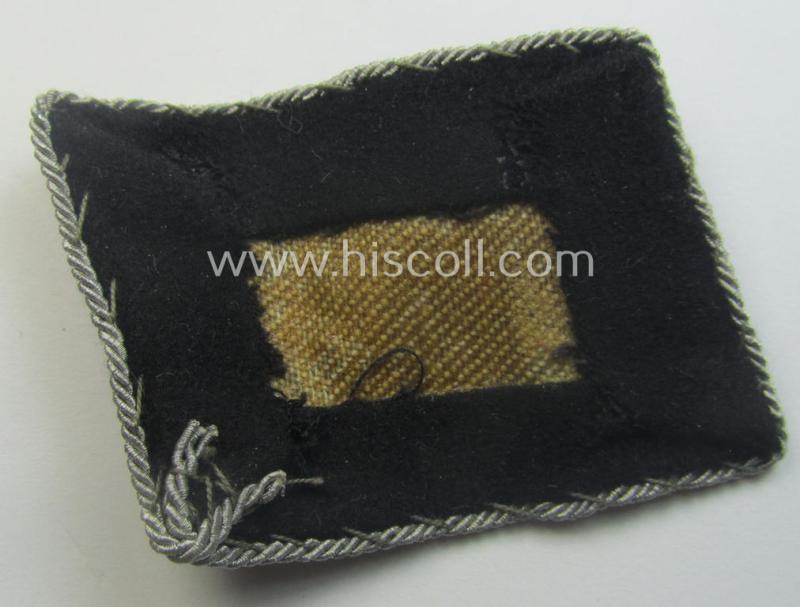 'Virtually mint', Waffen-SS (ie. 'SS') officers'-pattern collar-rank-tab ('Kragenspiegel für Führer') being a 'standard-issue'- (ie. 'RzM'-) pattern example as executed in the black-coloured wool