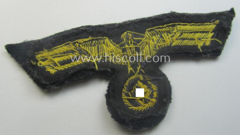 Clearly used- and/or carefully tunic-removed, WH (Kriegsmarine) officers'-type, hand-embroidered breast-eagle