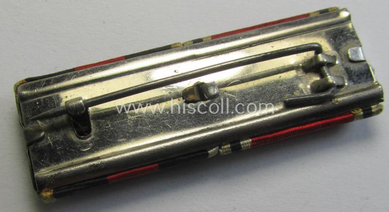 Neat, two-pieced WH (Heeres etc.) ribbon-bar (ie. 'Band- o. Feldspange') that is showing the ribbons for both an Austrian- and Czech 'Anschluss'-medal (and having a detailed miniature 'Prager Burg-Spange' period-attached)