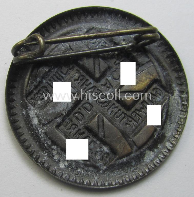 Commemorative - and unusually seen! - golden-bronze-toned D.D.A.C.-related day-badge (ie. 'tinnie' or: 'Veranstaltungsabzeichen') to commemorate participation within the: '25. Jahre D.D.A.C. Gauwertungsfahrt - Bamberg - 3. Juni 1934'