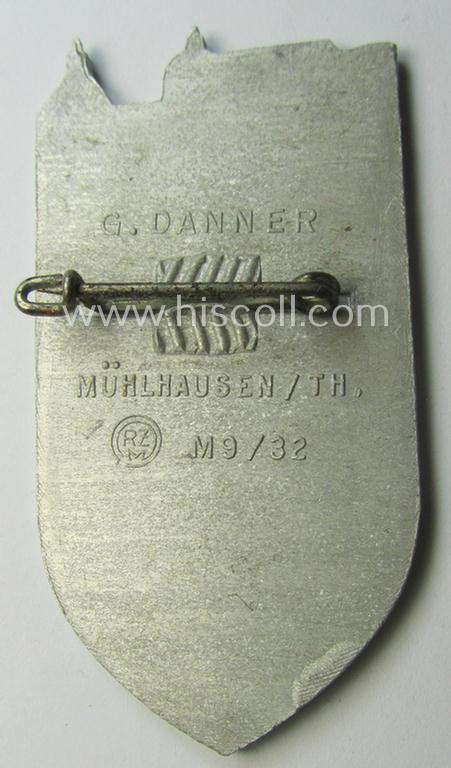 Commemorative, D.A.F.- ie. N.S.B.O.- (ie. 'Deutsches Arbeitsfront') related day-badge (ie. 'tinnie') as issued to commemorate a gathering simply named: 'Gotha - NSBO-Tag - Gautag der Deutschen Arbeitsfront - Gau Thüringen 1939'