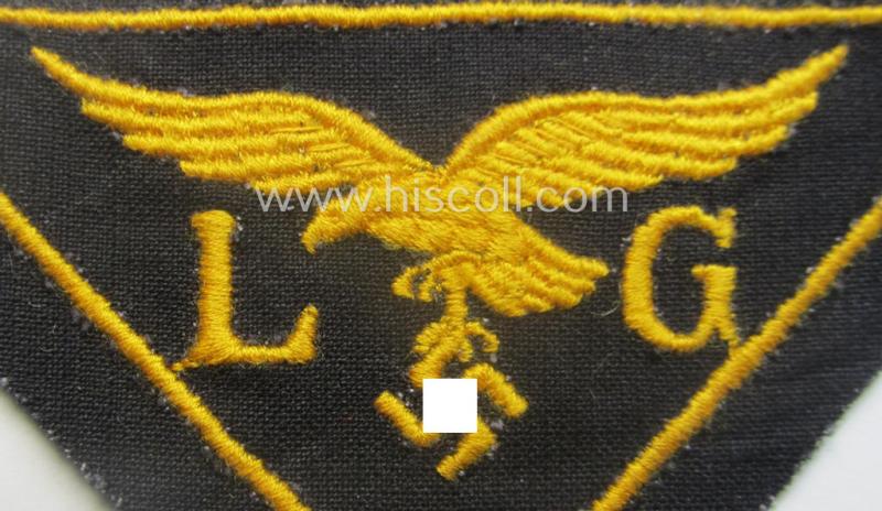 WH (LW) related- (EM- ie. NCO-pattern) machine-embroidered breast-badge ie. eagle-device showing the characters: 'L' and 'G' as was (I deem) specifically intended for staff working within the WH 'Generalluftzeugmeister'- (ie. 'GL'-) organisat...