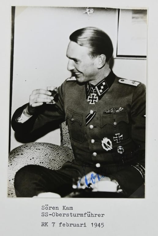 Signature of Waffen-SS KC Recipient 'Søren Kam'