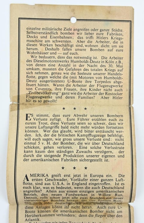 Allied WW2 Droppingsflyer 'Botschaft'