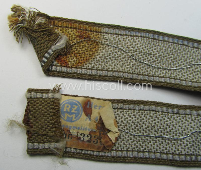 Superb, WH (Heeres) neatly 'BeVo'-flat-wire-woven 'FHH-Ärmelstreifen' (ie. cuff-title) as was intended for an officer- (ie. NCO) who served within the: '60. Pz-Gren.-Div.' “Feldherrnhalle”