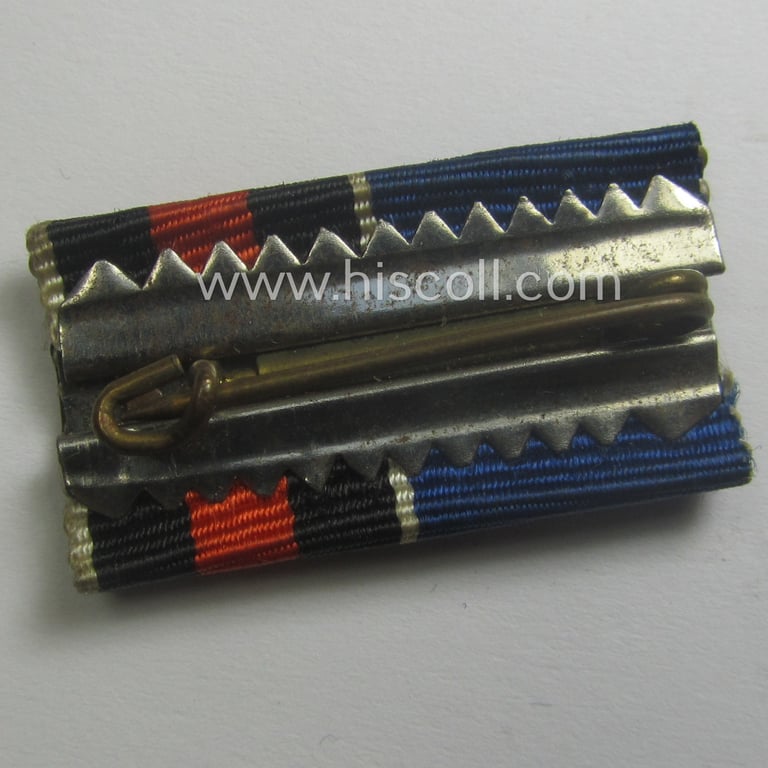 2-pieced, WH (Luftwaffe) ribbon-bar (ie. 'Band- o. Feldspange') that is showing the ribbons for a: 'WH DA der 4.Stf.' and a Czech 'Anschluss'-medal '1 Oktober 1938' (and having a detailed miniature 'Prager Burg-Spange' attached)