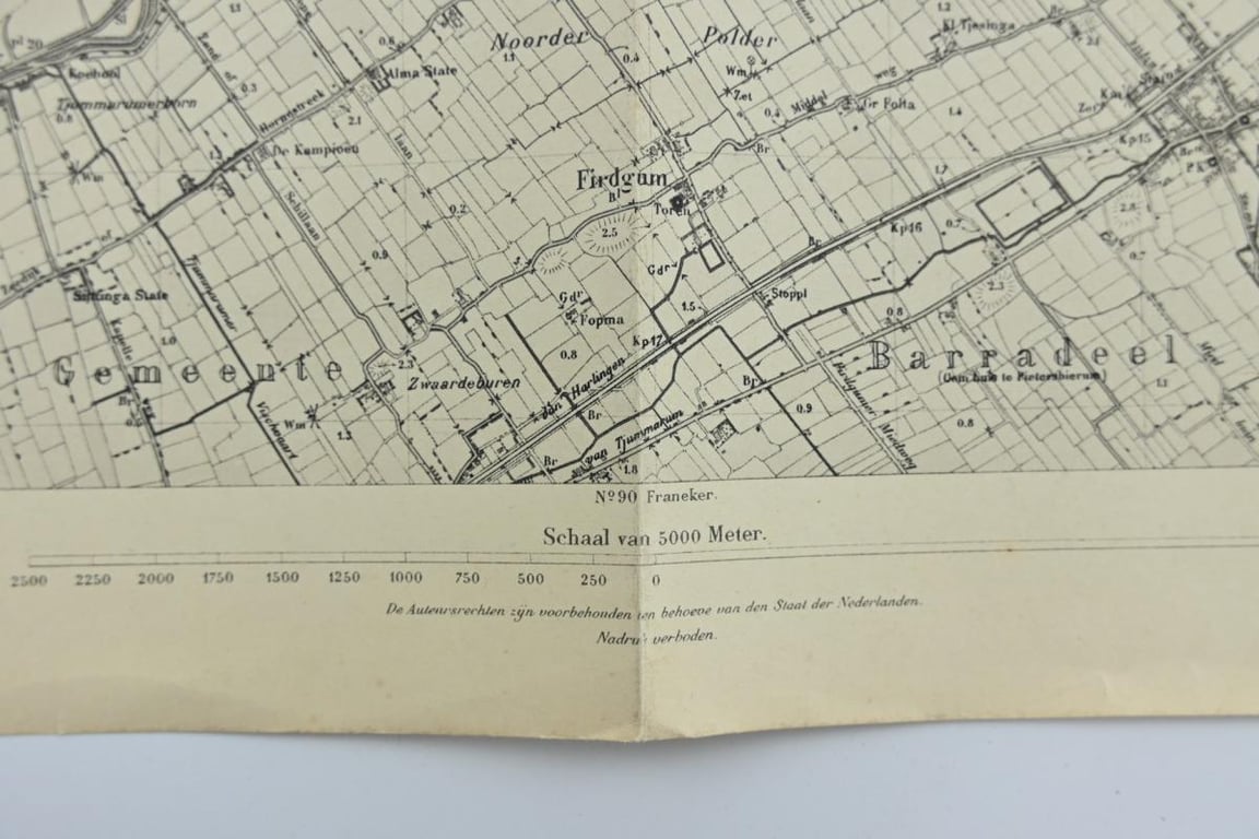 German Mapcard of 'Minnertsga' Holland